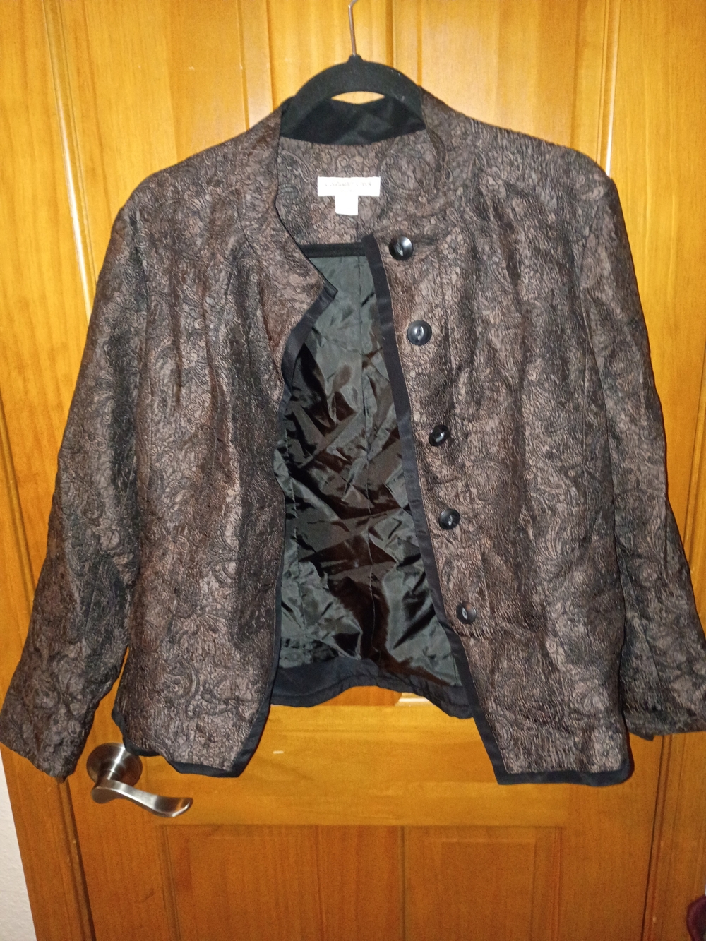 Coldwater Creek Brown Textured Brocade Button Jacket